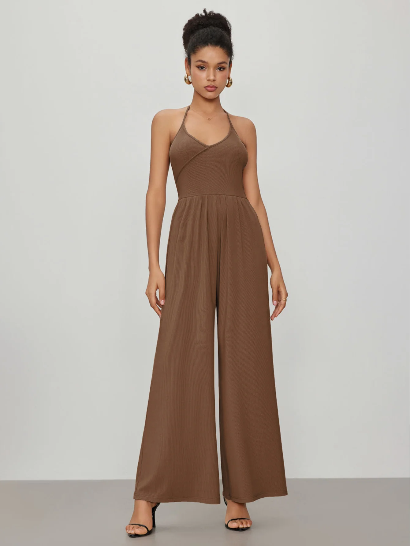 Brown Halter Neck Jumpsuit - Image 3