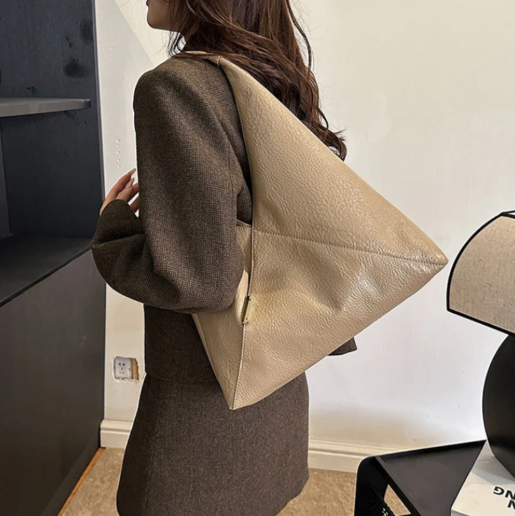 Brown Triangle Cut-Out Tote Bag - Image 2