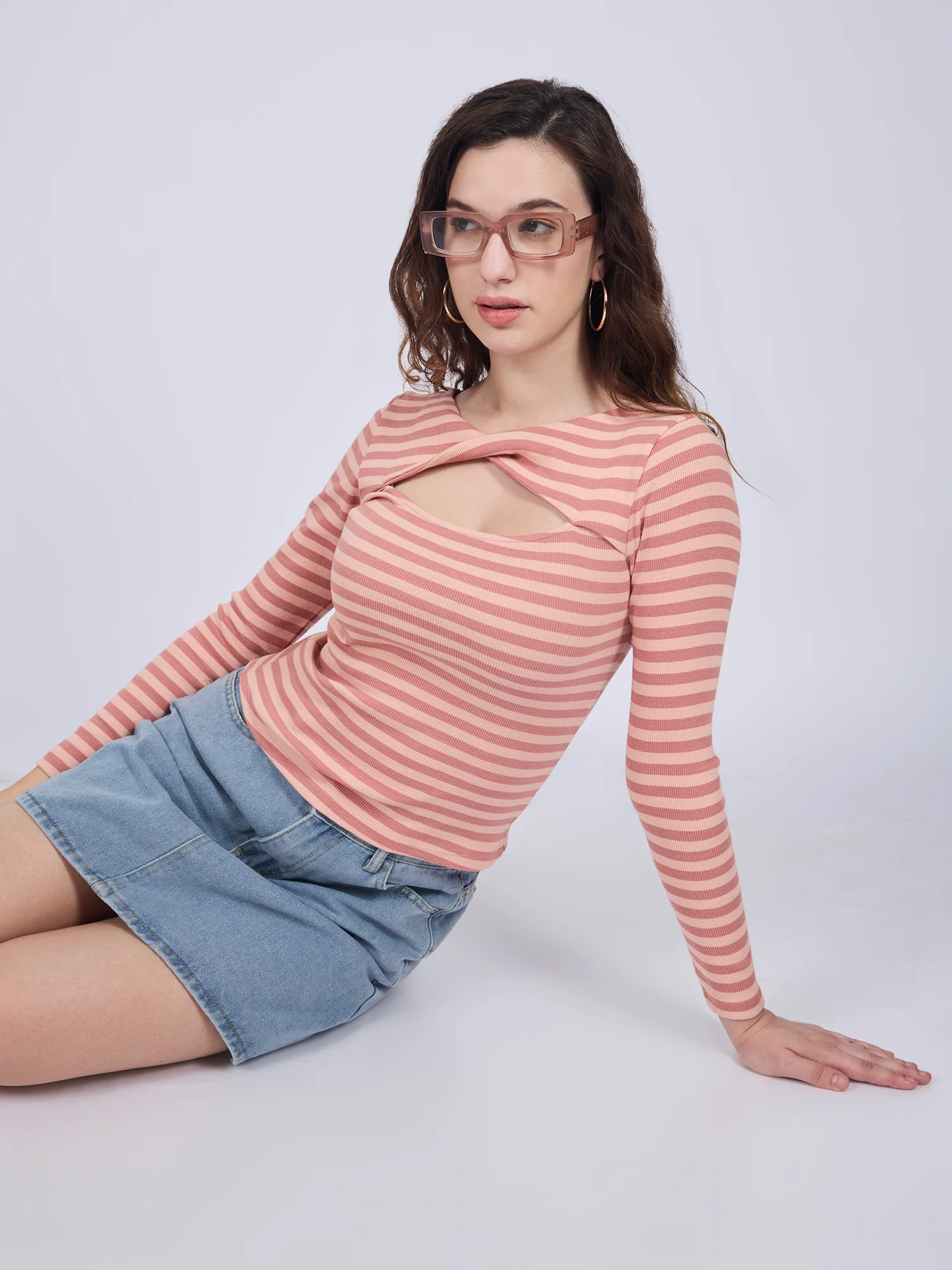 Brown Twisted Knit Rib Knit Top - Image 6