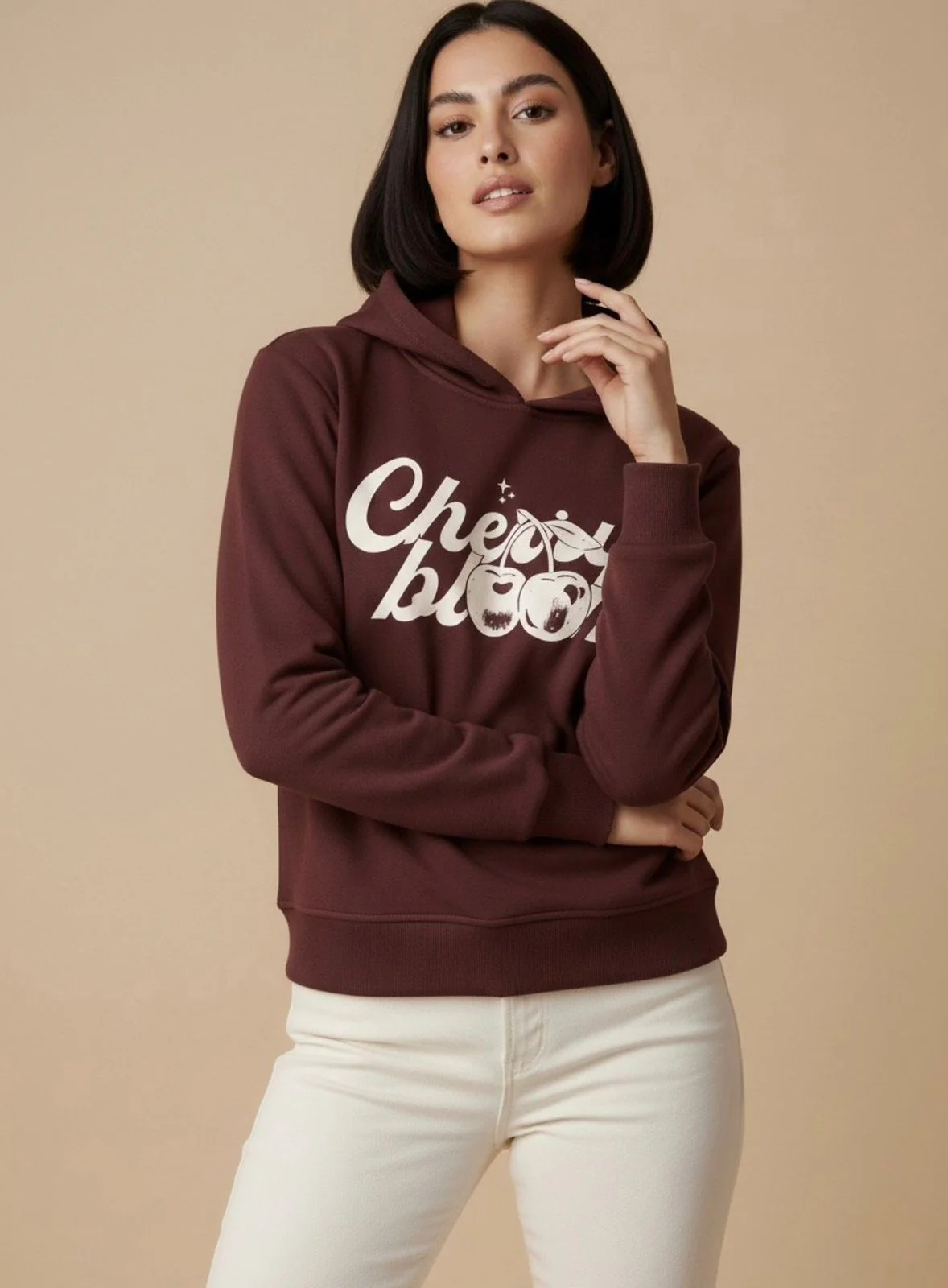 Brown Graphic Hooded Russian Fleece Sweatshirt - Image 2