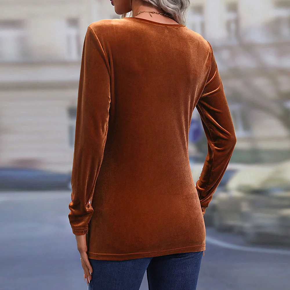 Brown Velour Knotted Top - Image 2