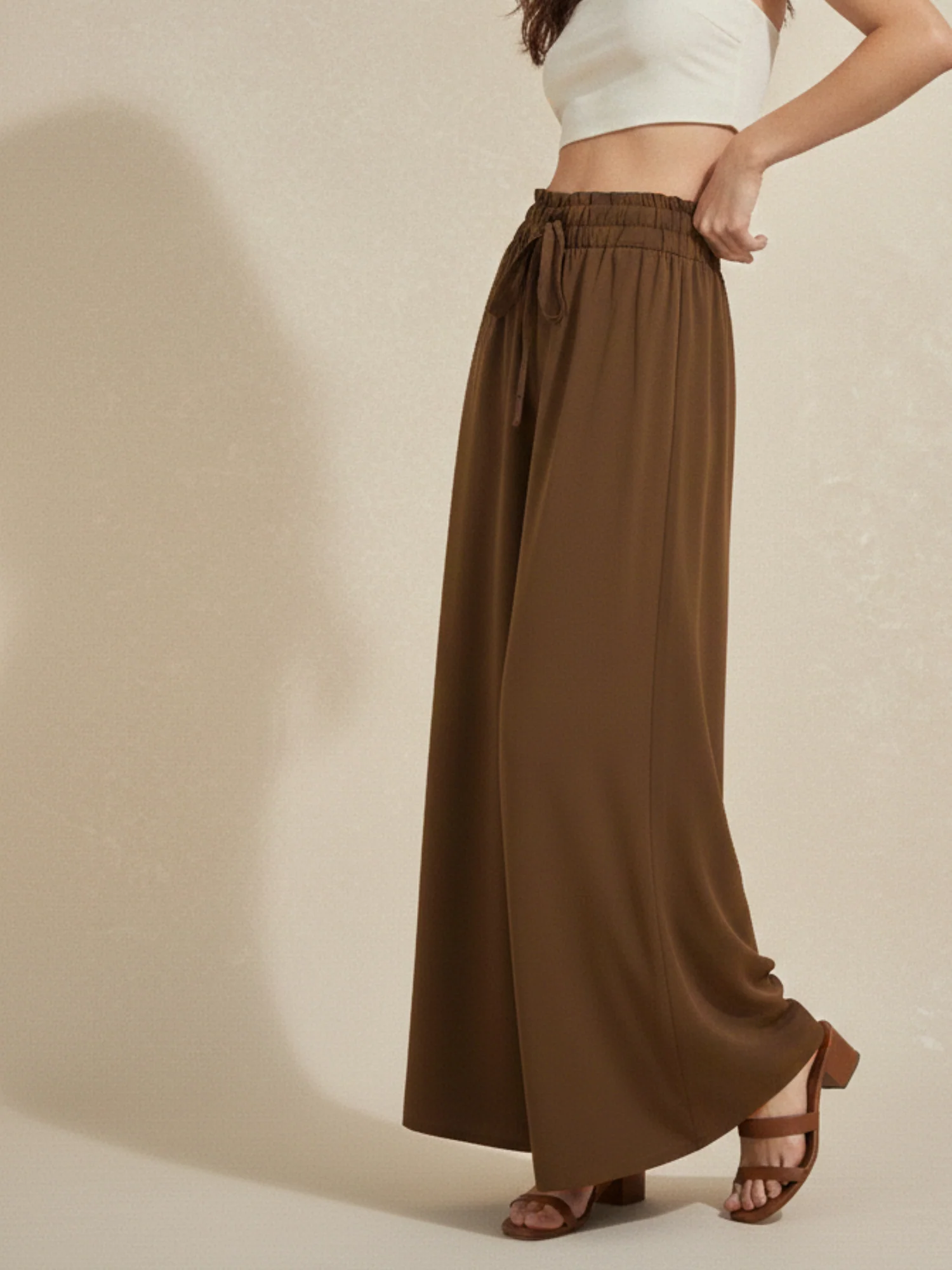 Brown Wide Leg Trouser - Image 3
