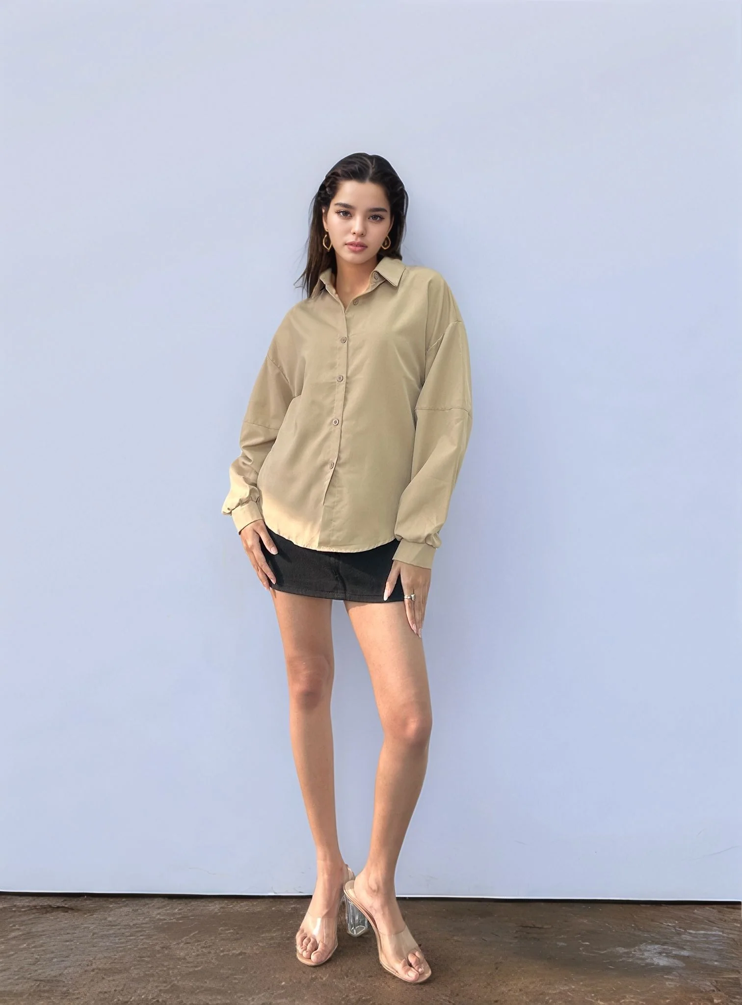 Solid Brown Long Sleeve Shirt - Image 4