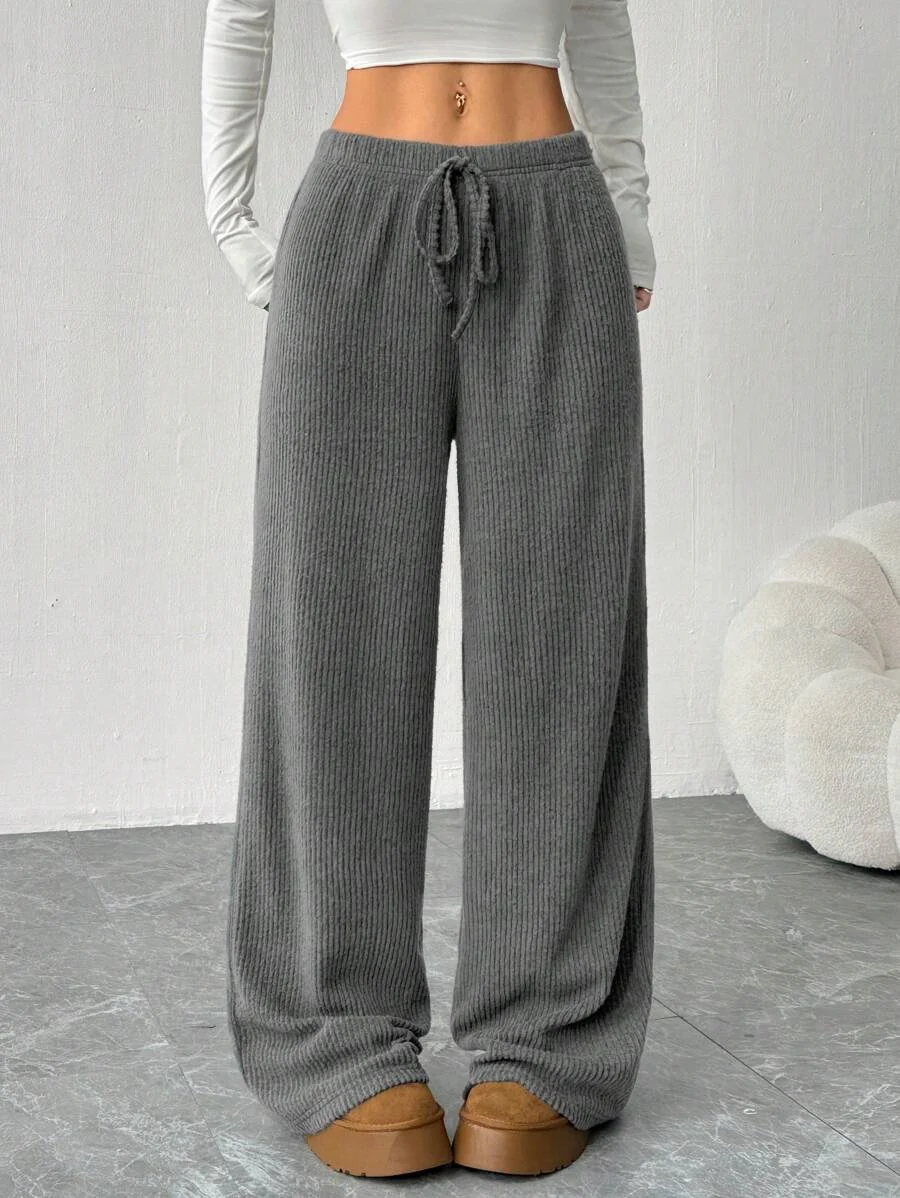Charcoal Drawstring Attached Relaxed Pant - Image 3