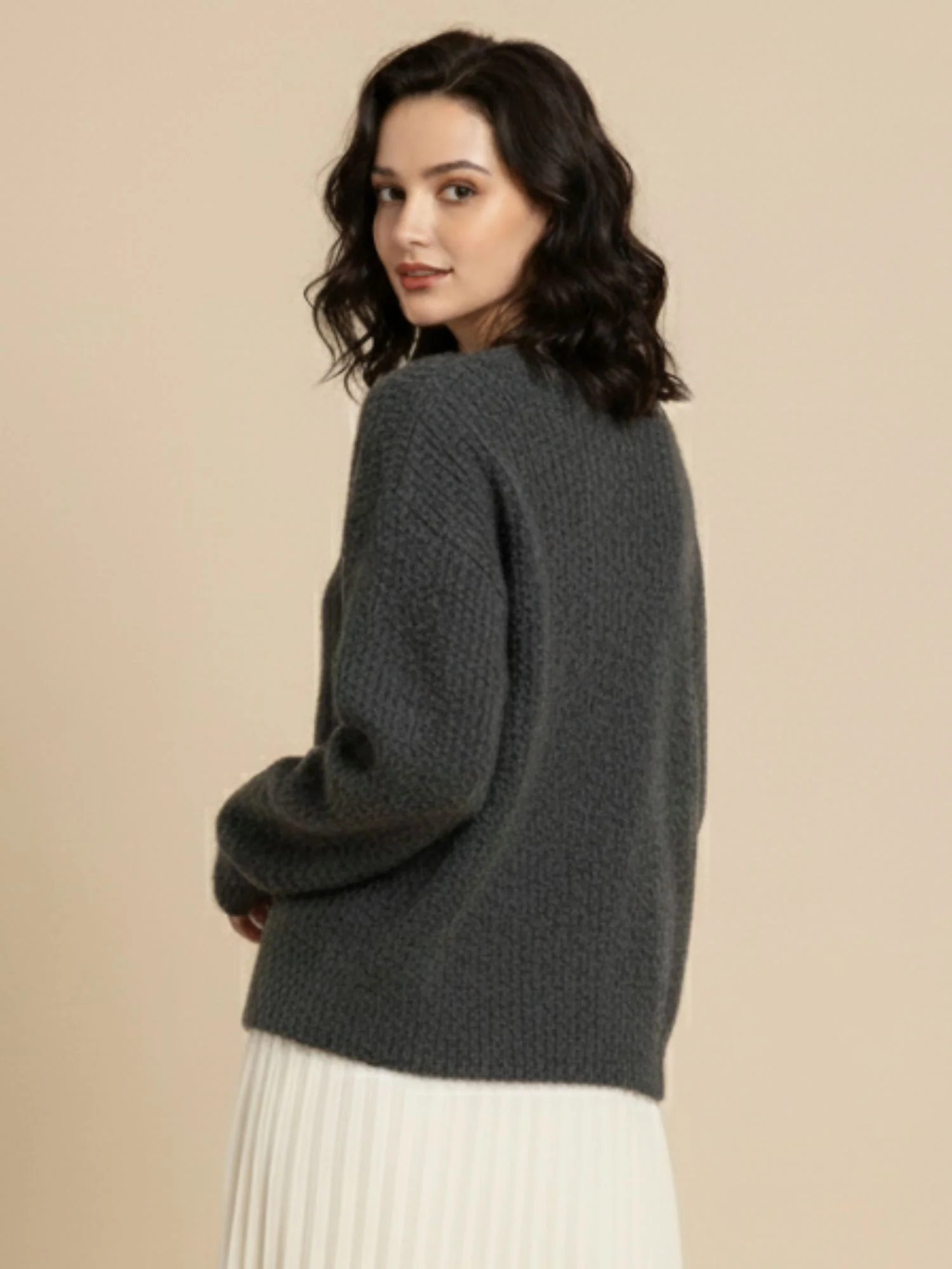 Charcoal Full Sleeve V Neck Sweater - Image 2