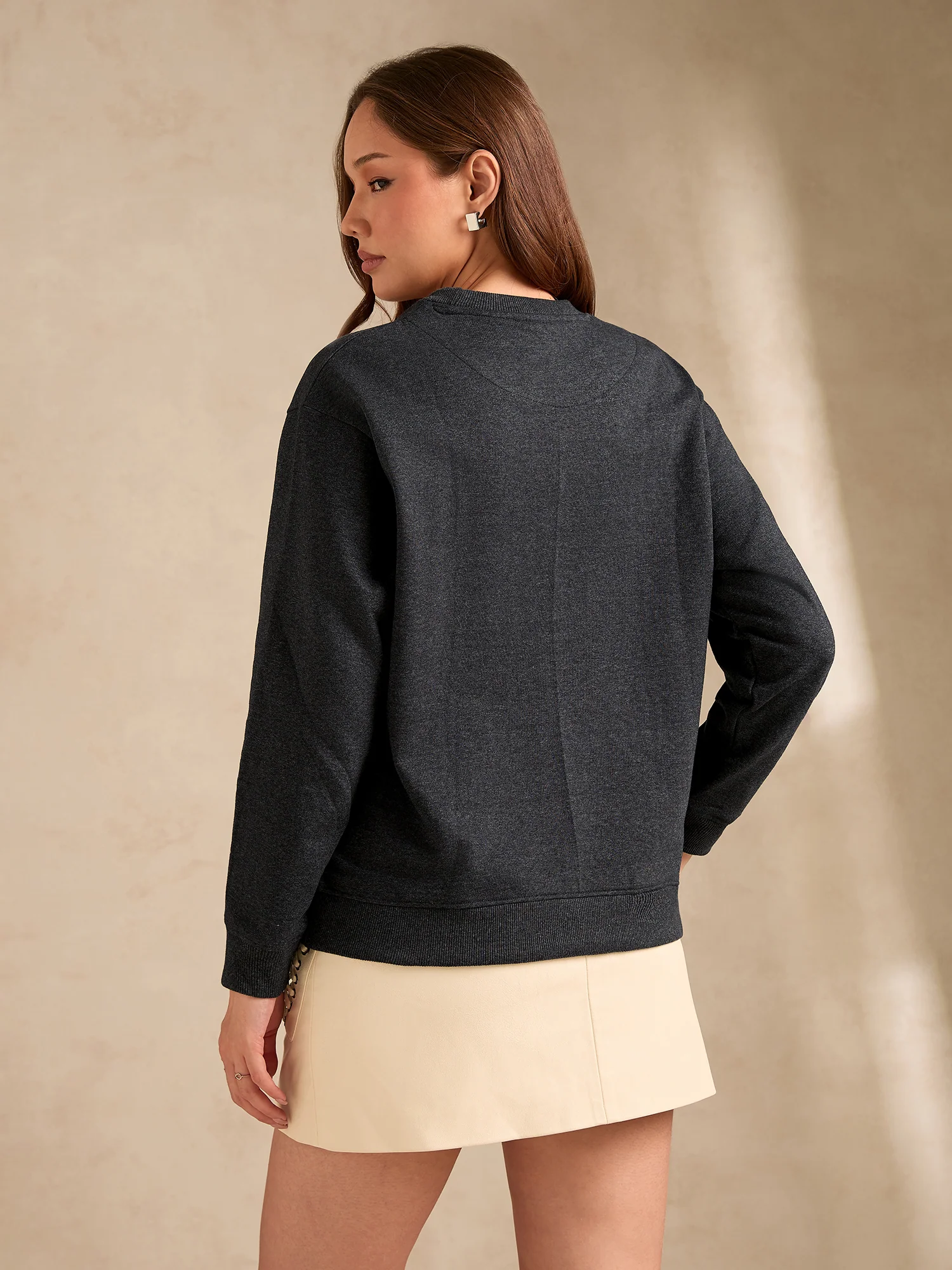 Charcoal Studded Relaxed Sweatshirt - Image 6