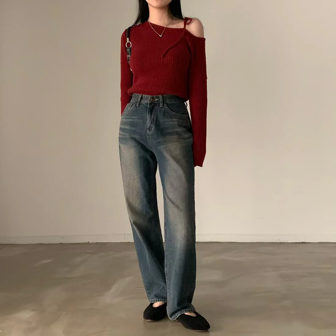 Cold Shoulder Red Tie Up Top - Image 3