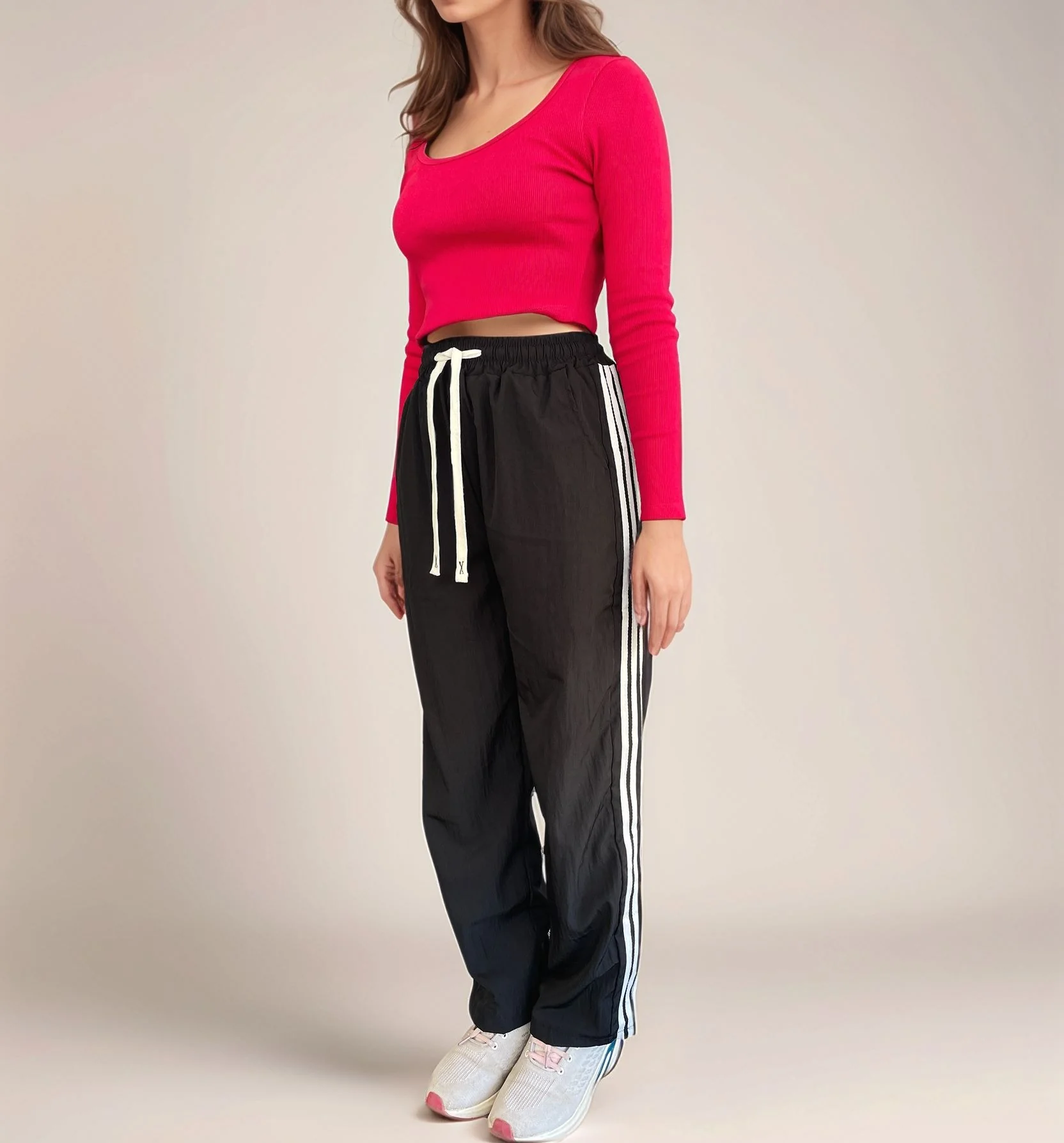 Black Contrast White Striped Jogger - Image 3