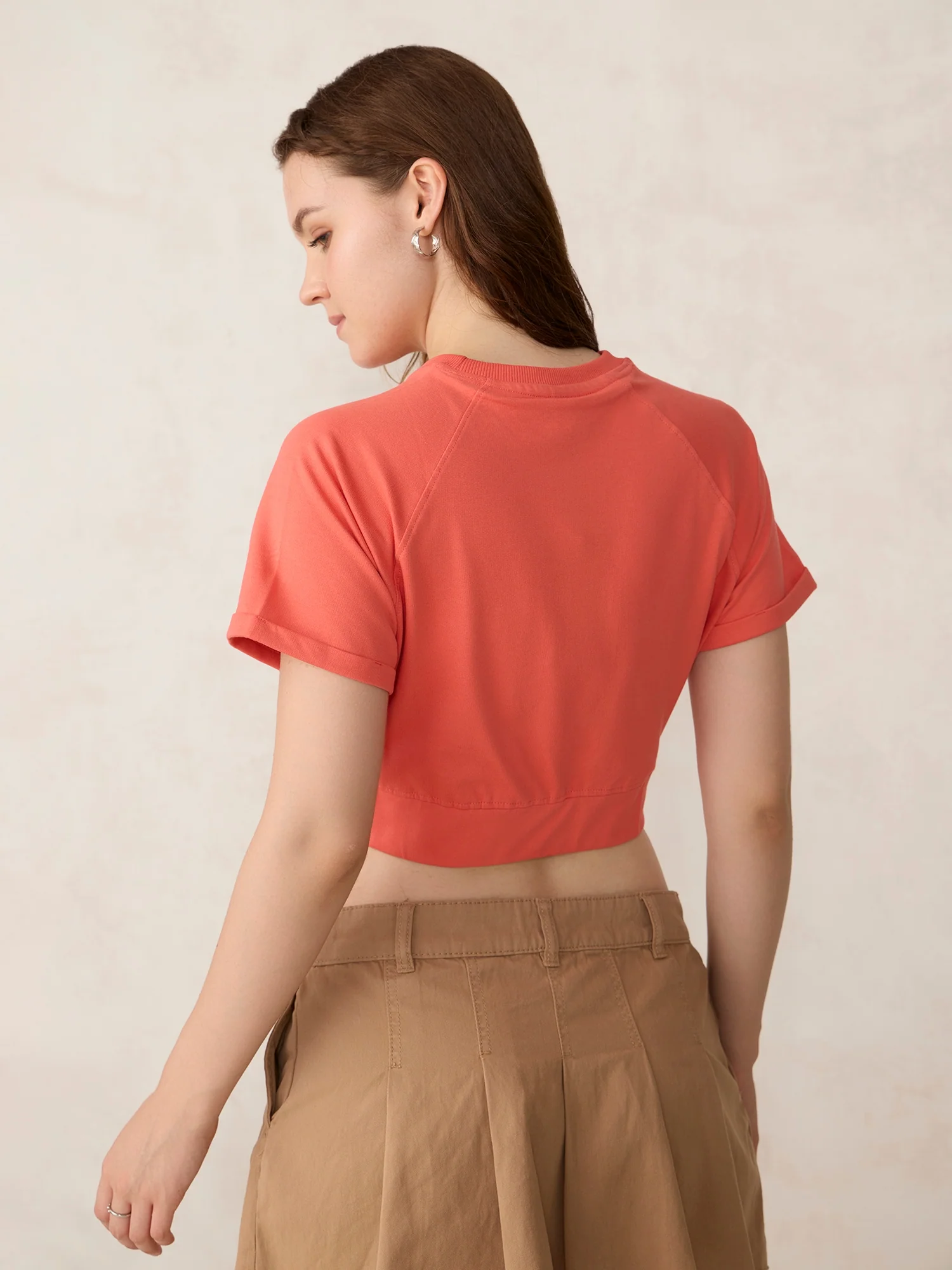 Coral Cropped Raglan Sleeve Sweatshirt - Image 2
