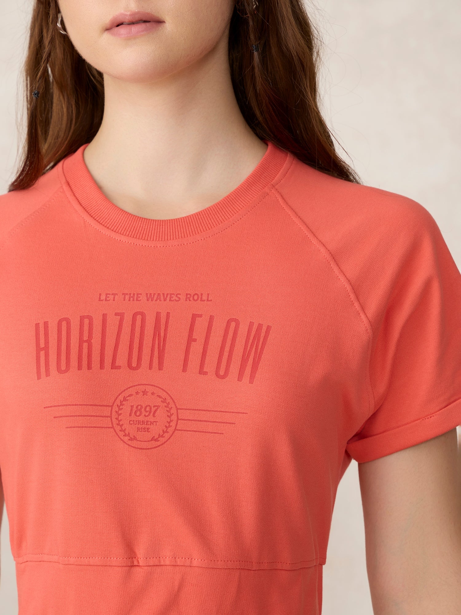 Coral Cropped Raglan Sleeve Sweatshirt - Image 5