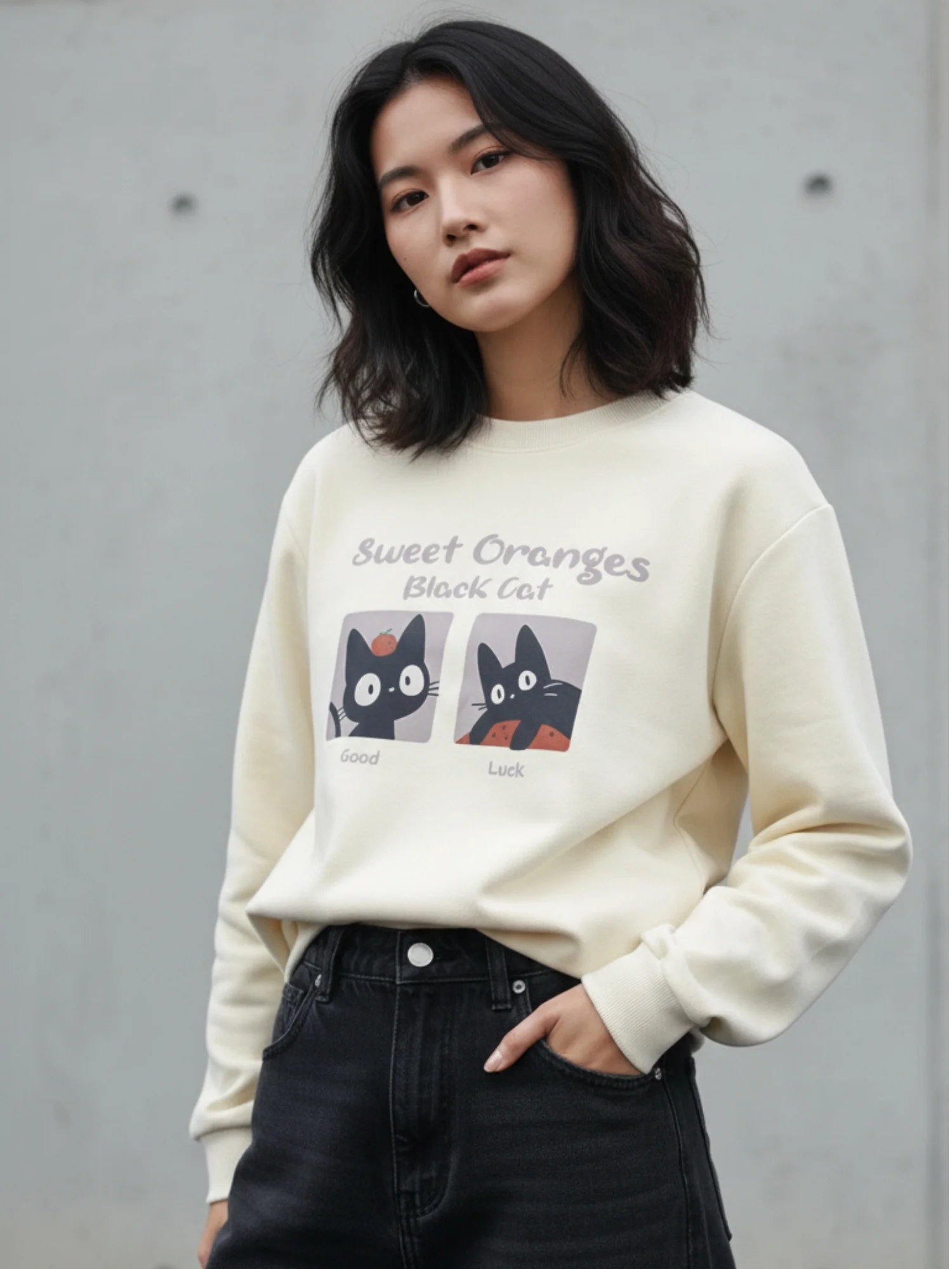 Cream Character Graphic Printed Sweatshirt - Image 3