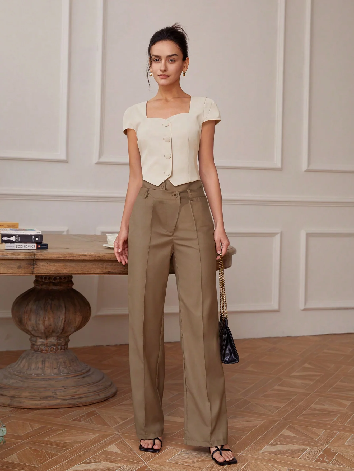 Cream Front Button Top - Image 3