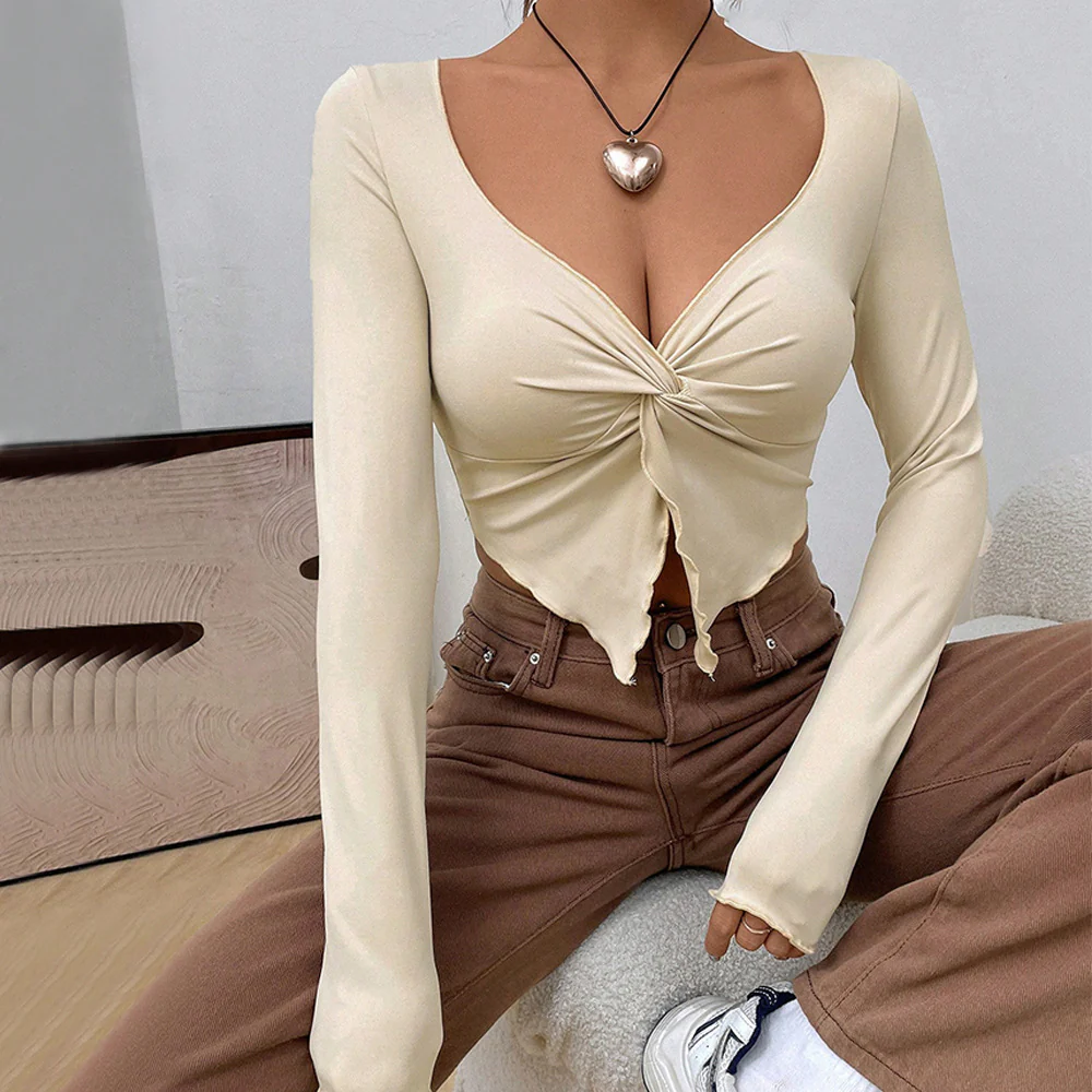 Cream Twisted Front Fitted Top - Image 7