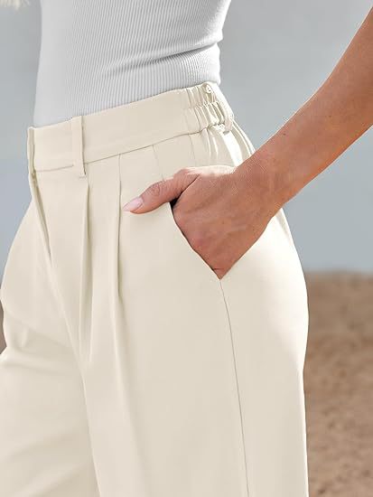 Cream Wide Leg Pleated Pants - Image 4