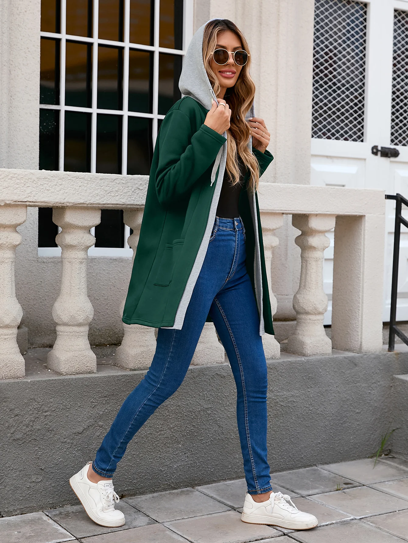 Dark Green Full Sleeve Hooded Jacket - Image 4