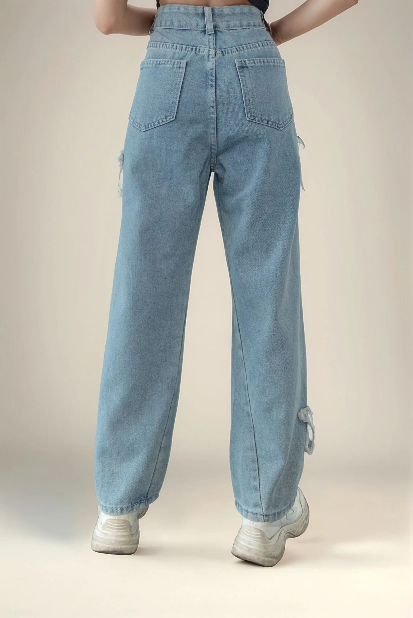 Star Frayed Blue Denim Jeans - Image 2