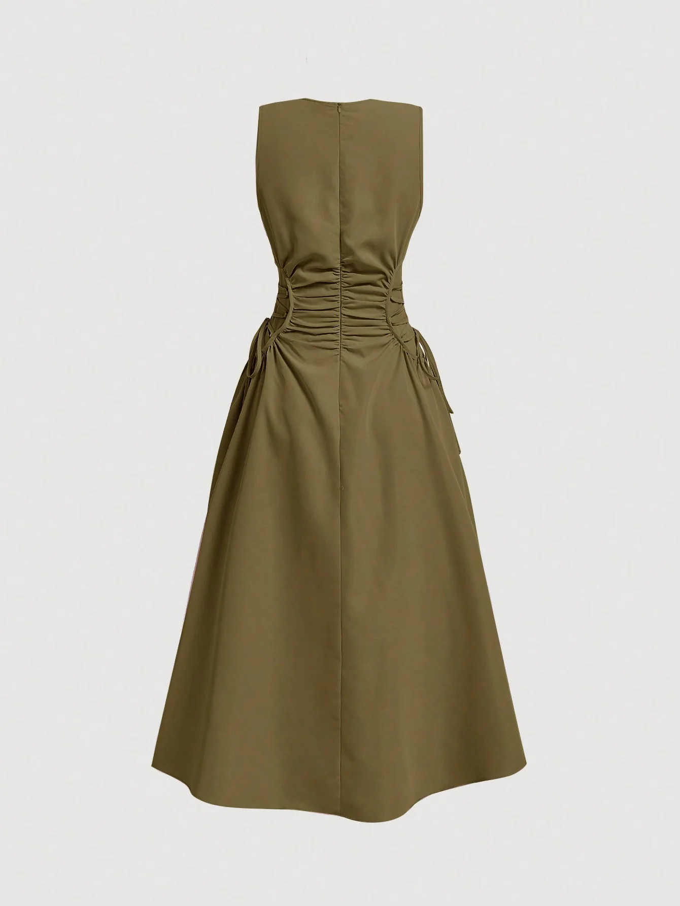 Green Elasticated Cinched Waist Dress - Image 3
