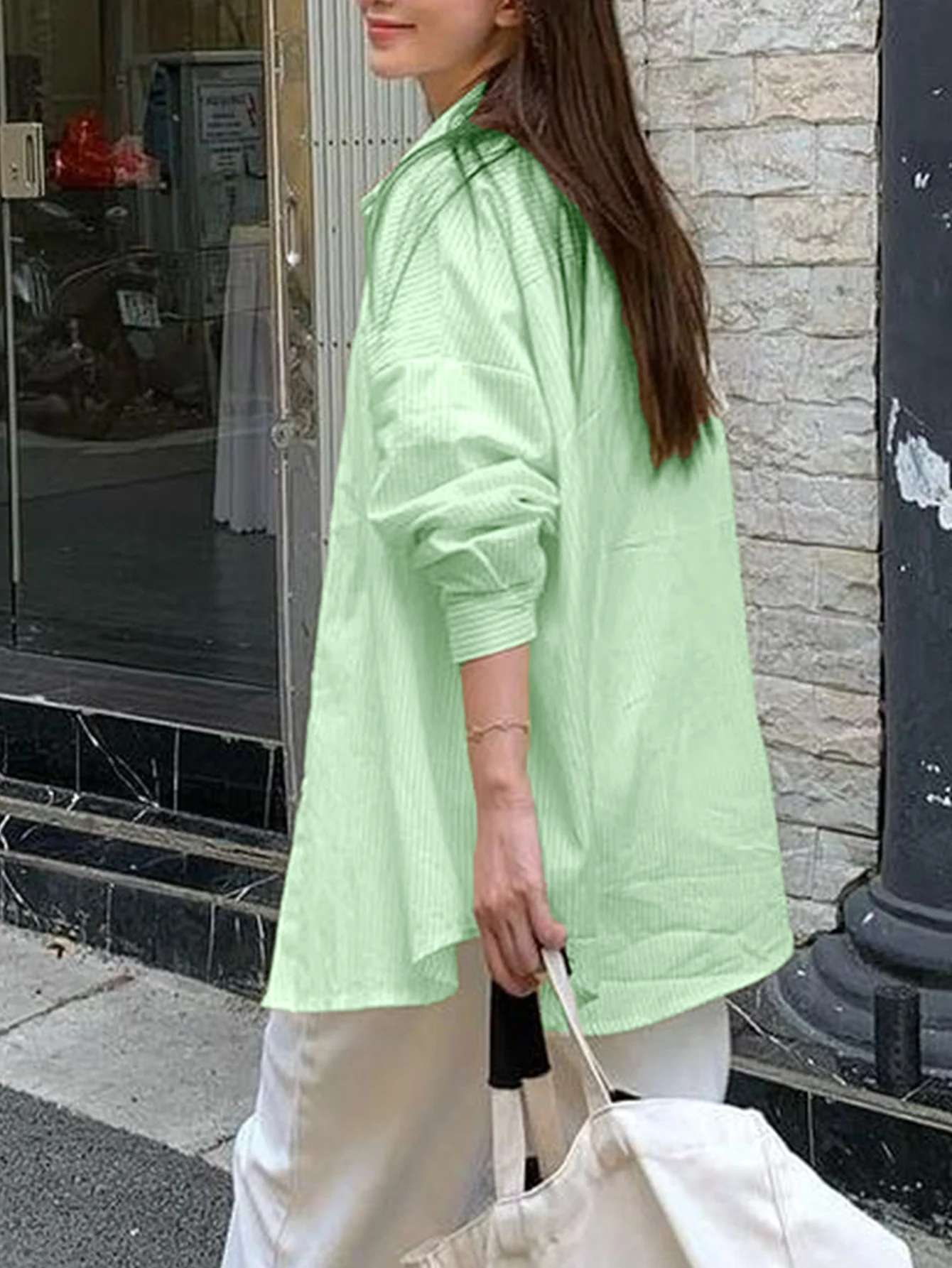 Green Full Sleeve Button Down Collared Shirt - Image 2