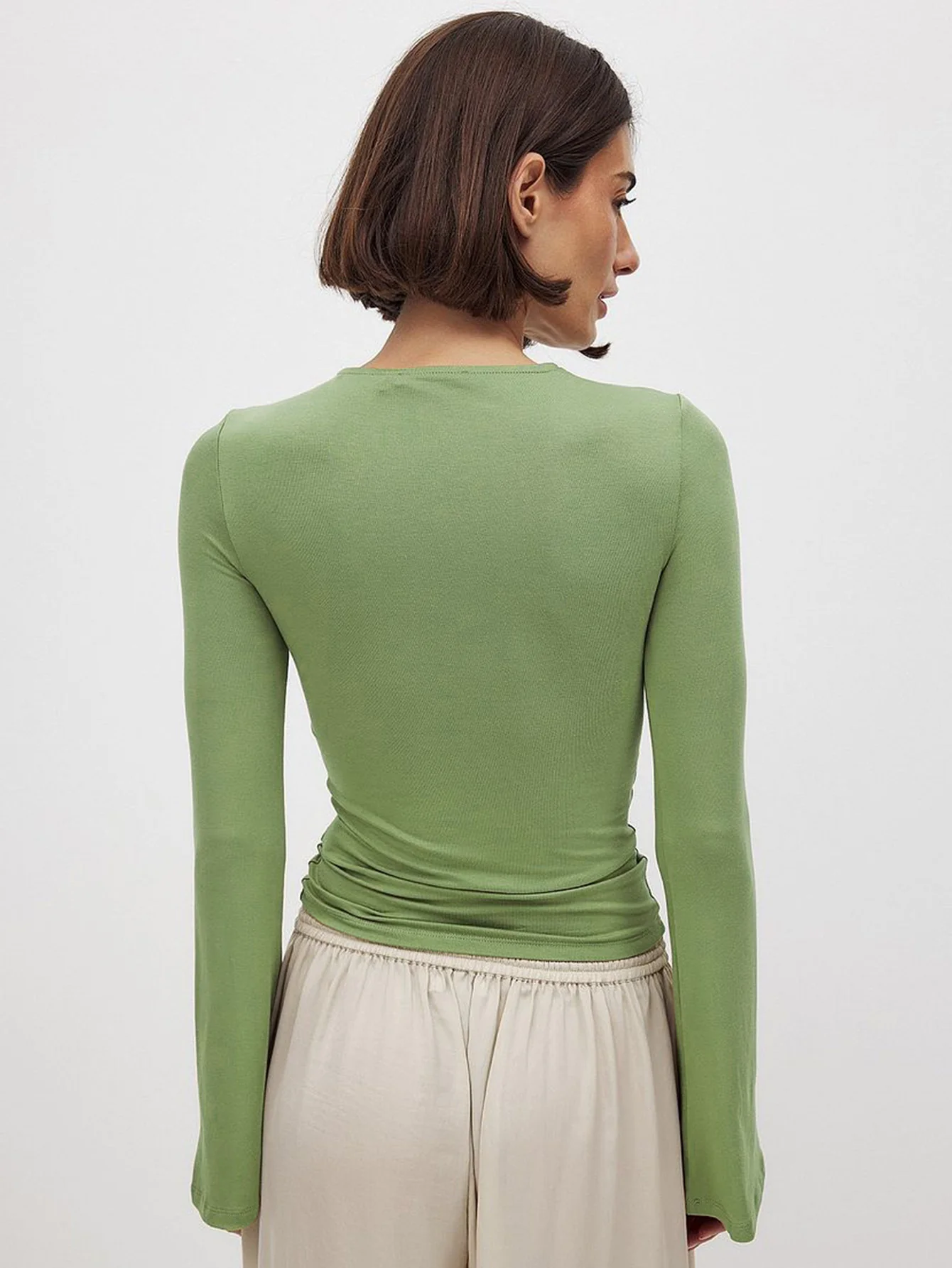 Green Full Sleeve Front Twisted Top - Image 2