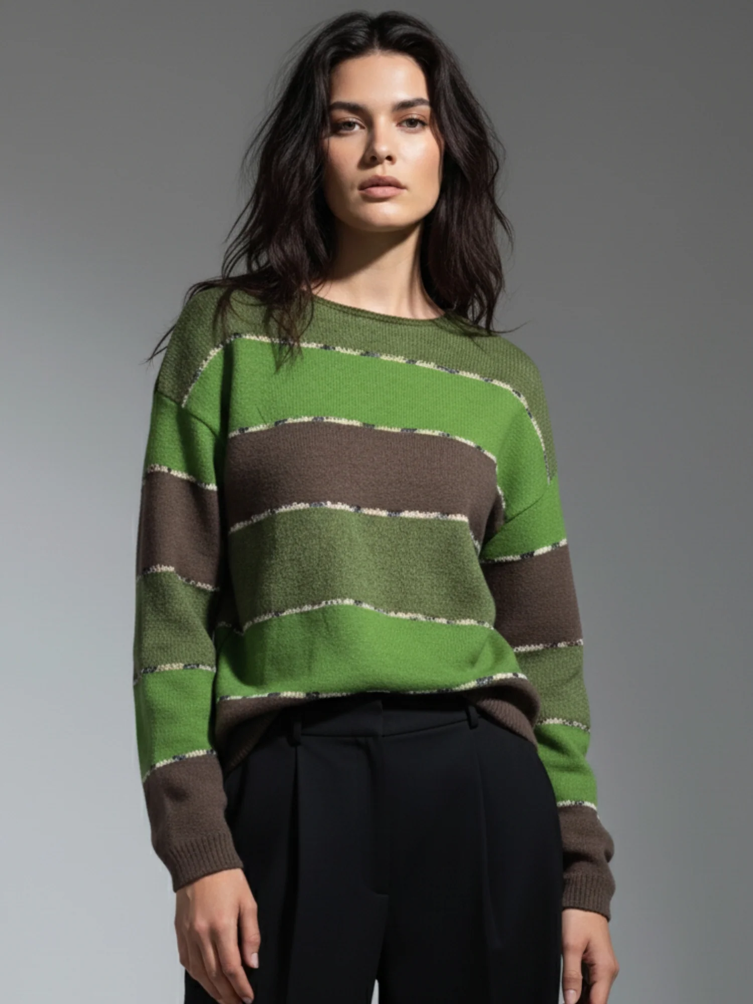 Green Glitter Detailed Drop Shoulder Sweater - Image 3