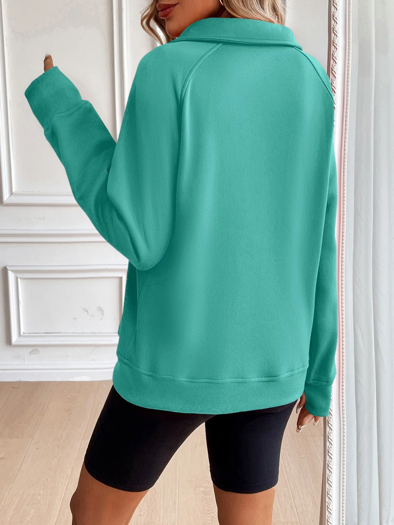 Green Half Zip Sweatshirt With Pockets - Image 2