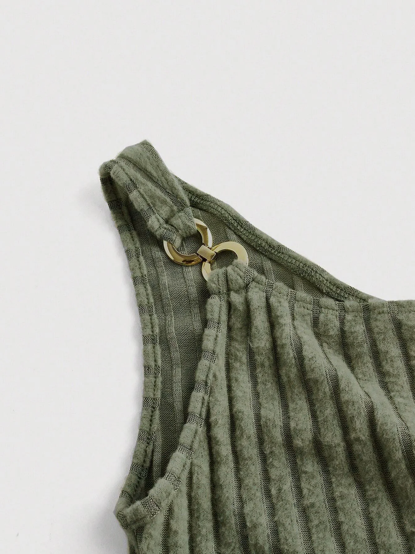 Green One Shoulder Side Ruched Tank - Image 3