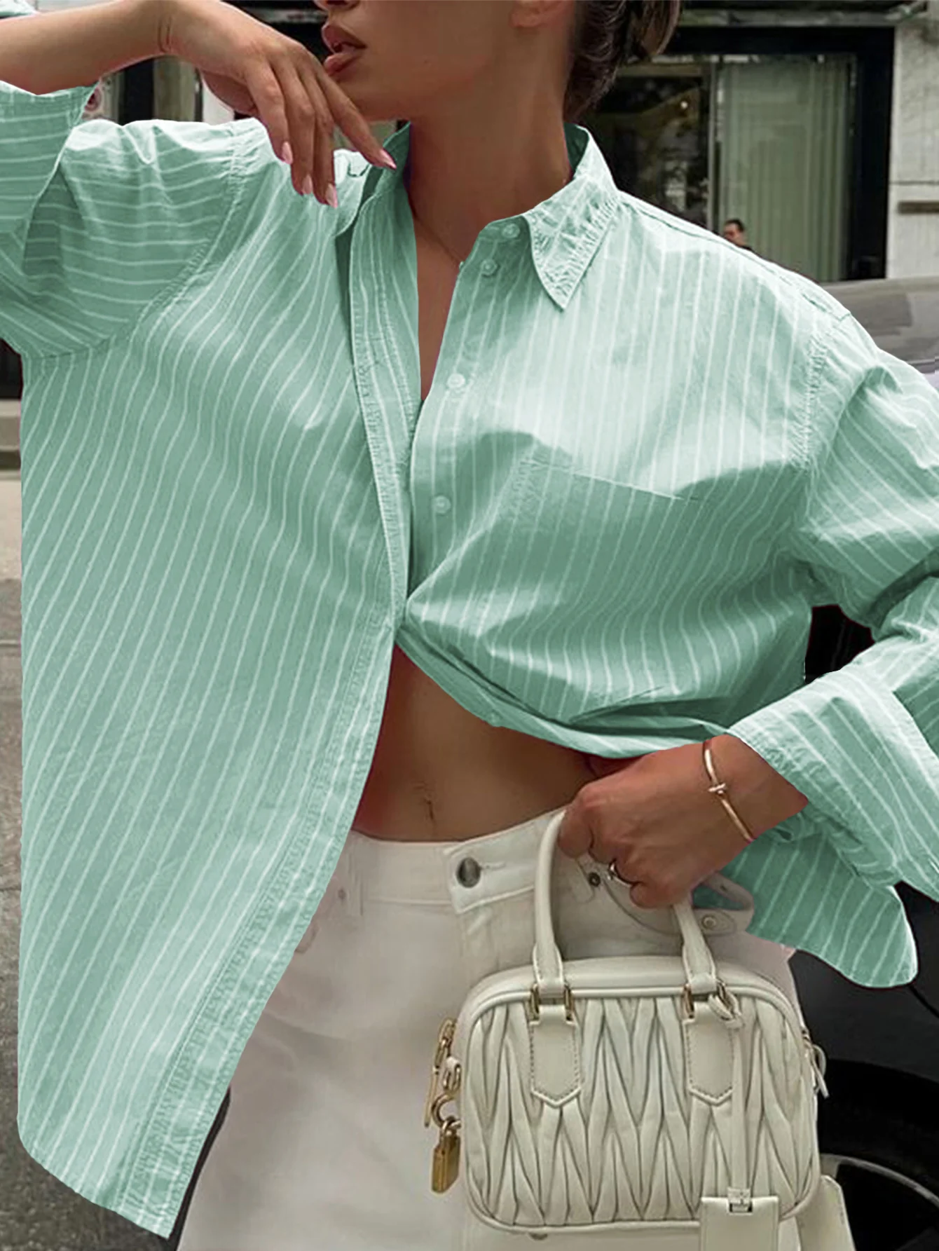 Green Oversized Vacay Shirt - Image 2