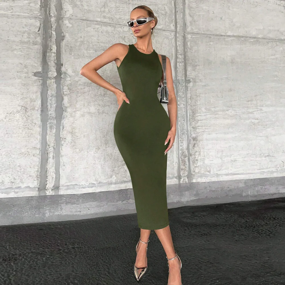 Green Racer Style Backless Dress - Image 3