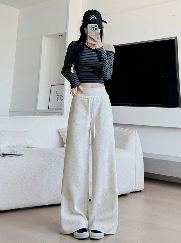Grey Baggy Fit Elasticated Drawstring Joggers - Image 2