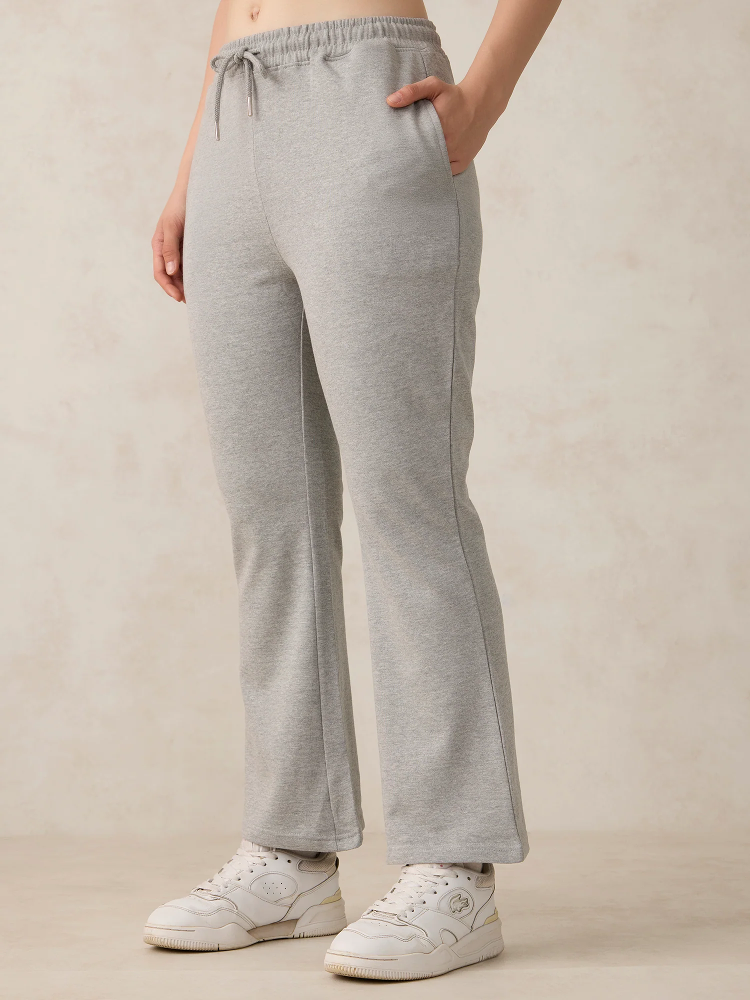 Grey Basic Solid Flared Sweatpants - Image 6