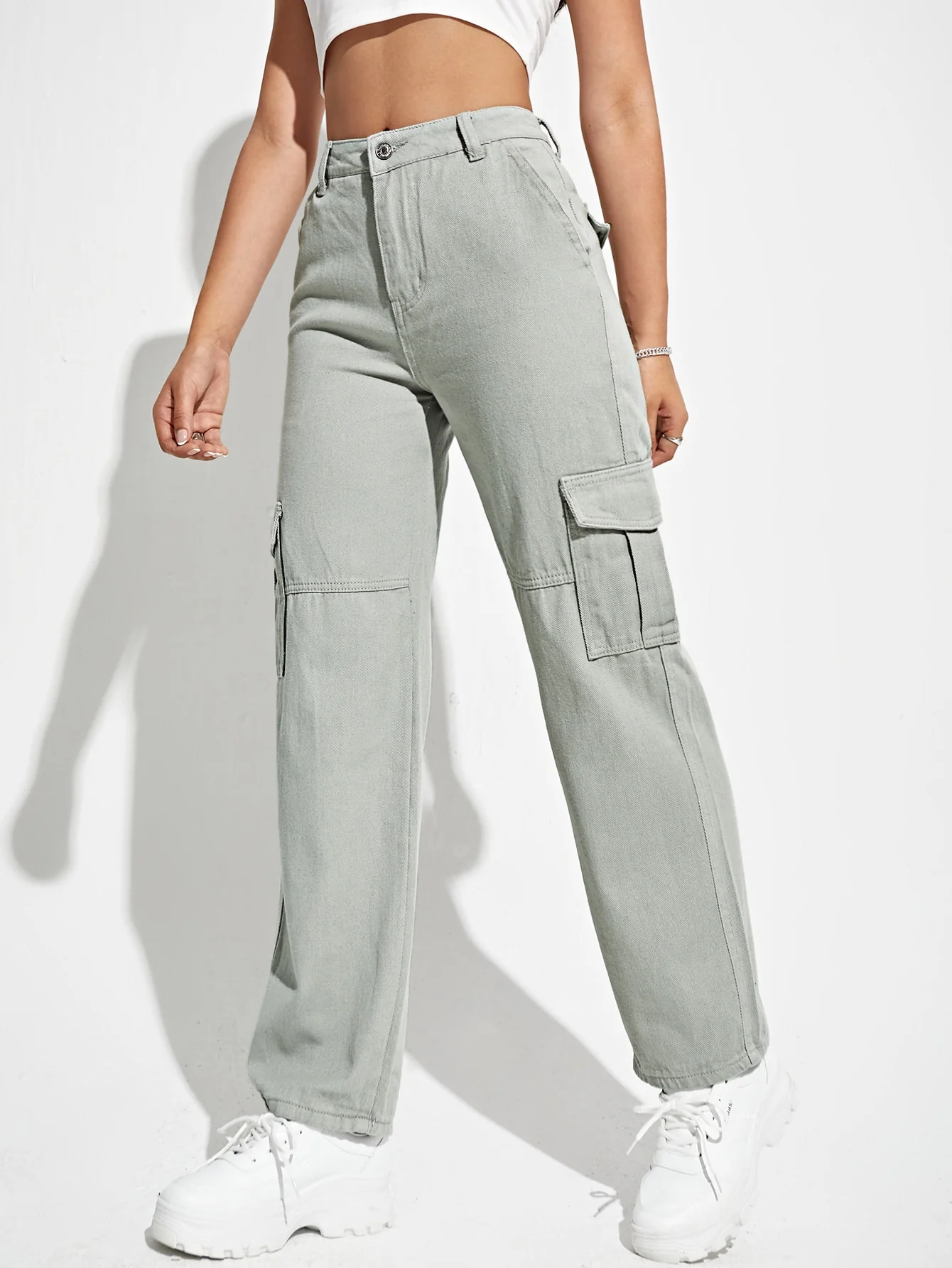 Grey Cargo Pocket Detailed Jeans - Image 4