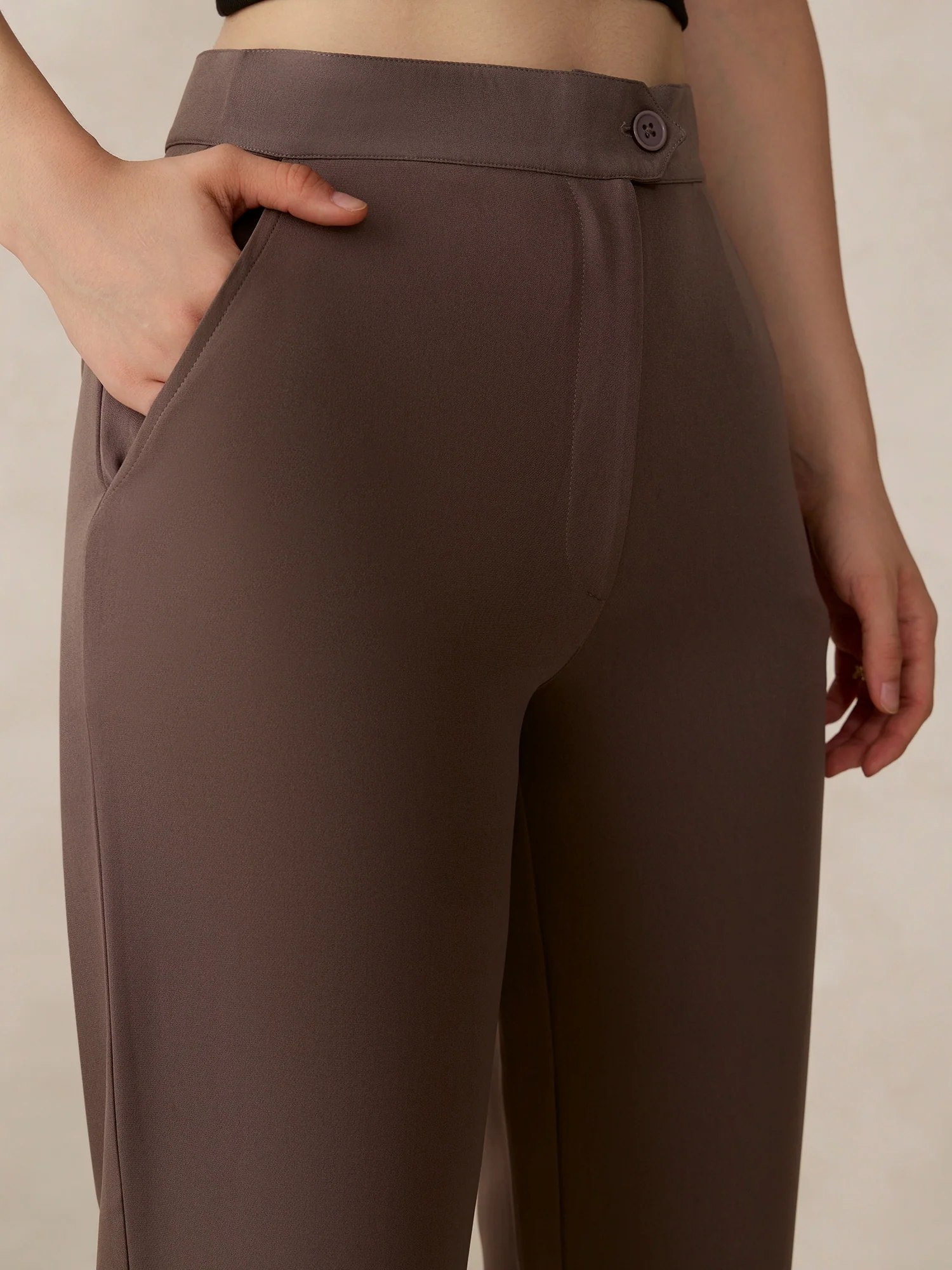 Grey Extended Waist Band Straight Fit Trouser - Image 4
