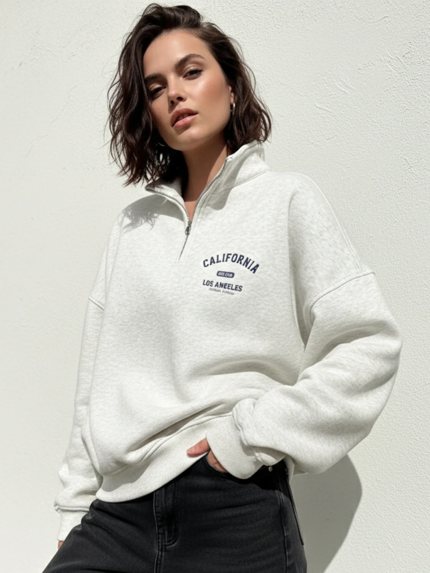 Grey Full sleeve half zip sweatshirt - Image 3