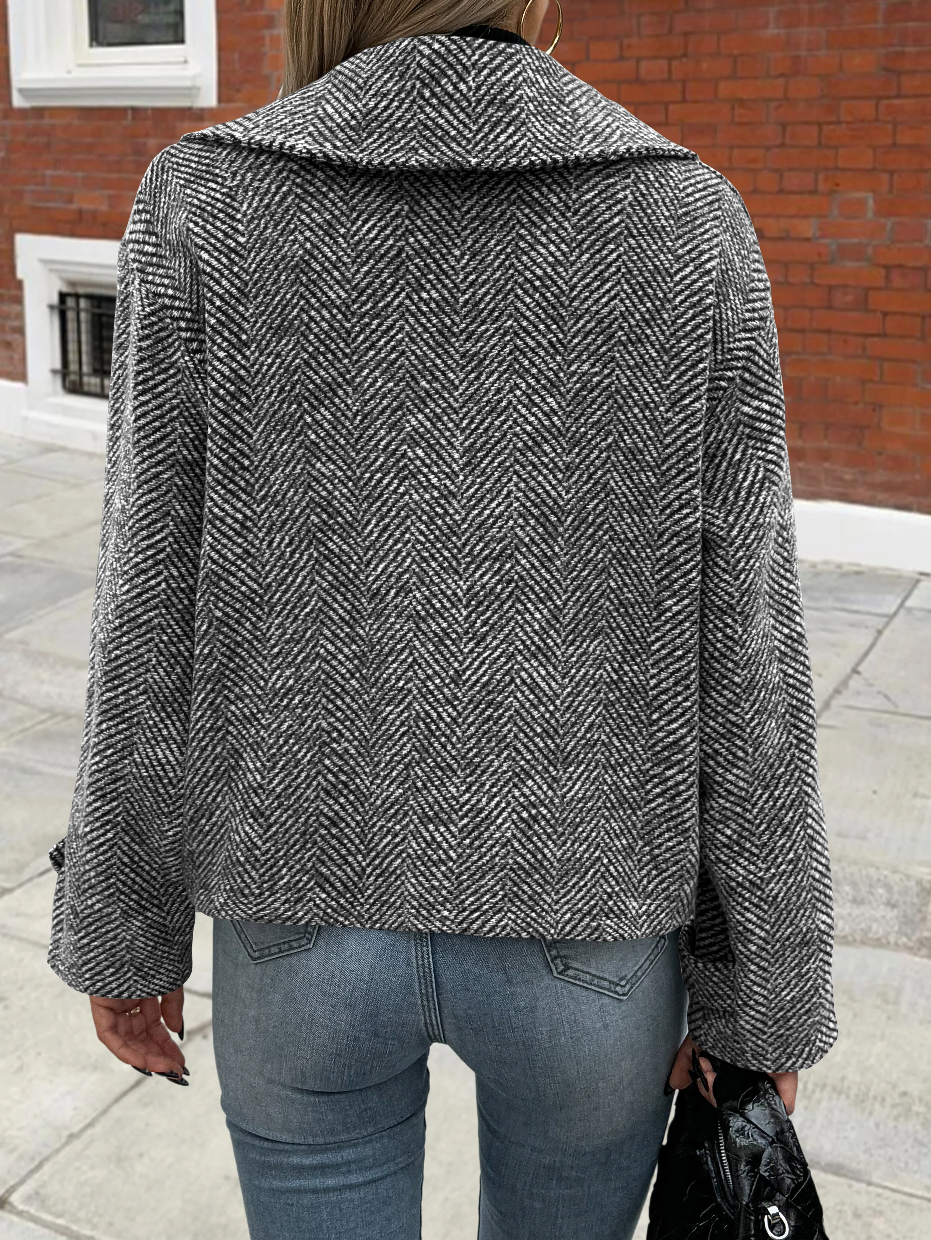 Grey Full Sleeve Stylized Collar Blazer - Image 2