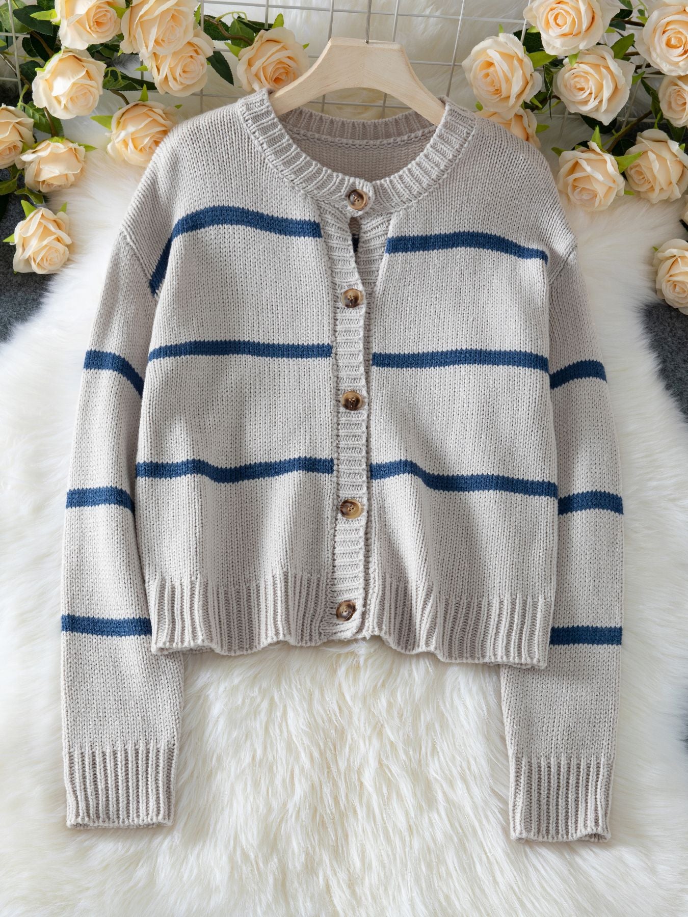Grey Full Sleeves Button Down Cardigans - Image 4