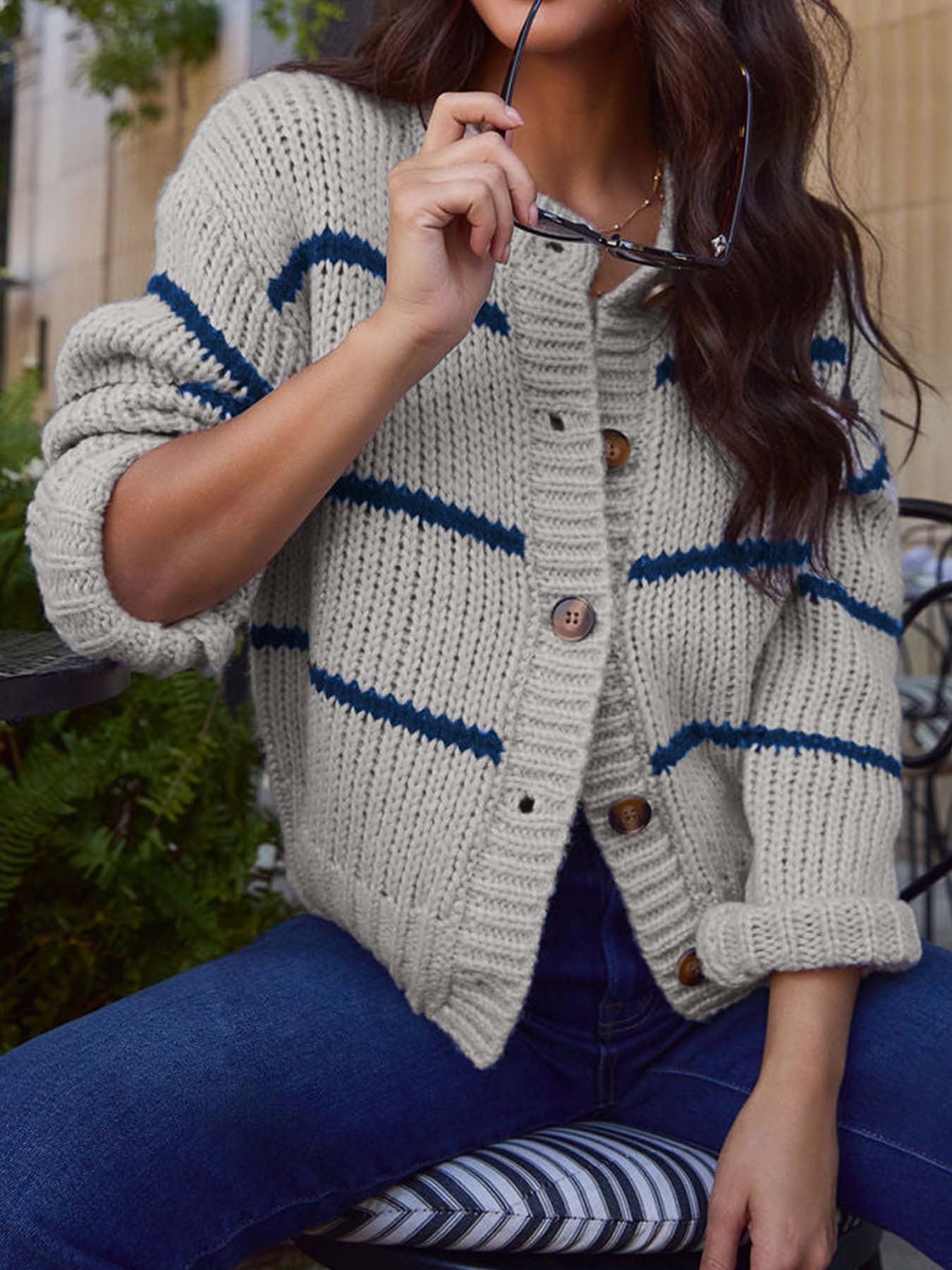 Grey Full Sleeves Button Down Cardigans - Image 7
