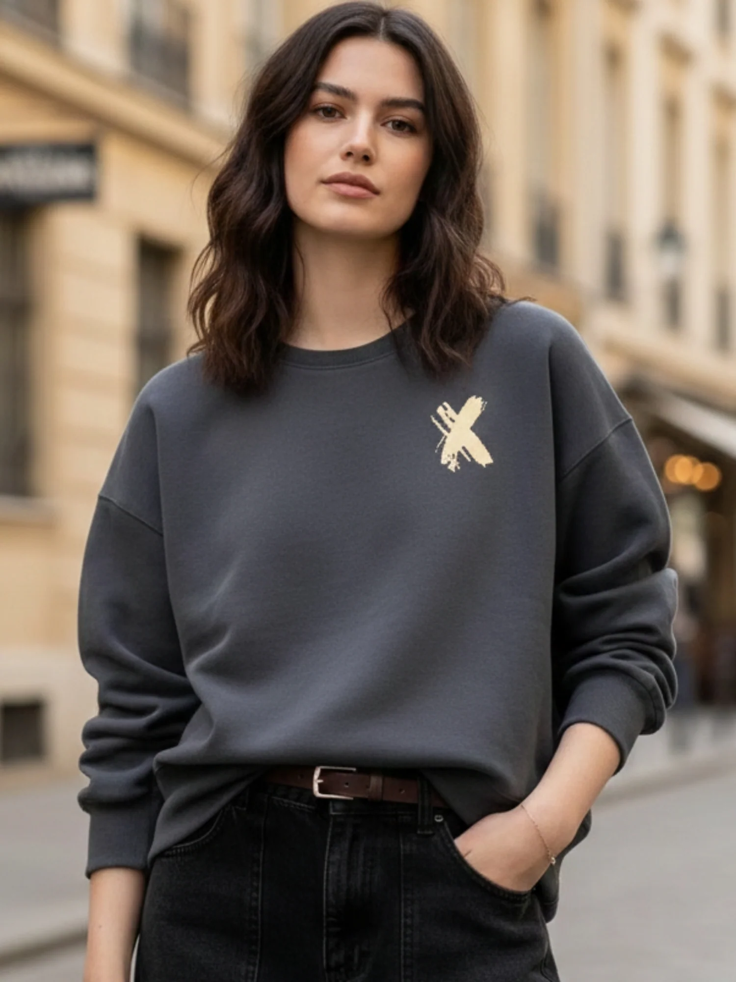 Grey Graphic Oversized Sweatshirt