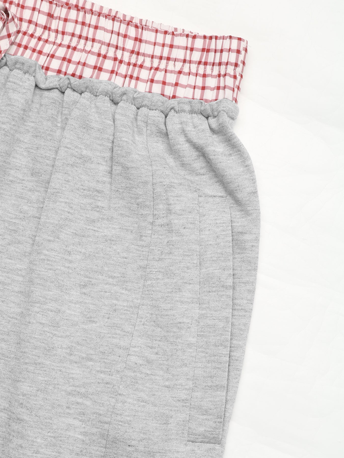 Grey High Waisted Sweatpants With Contrast Waistband - Image 7