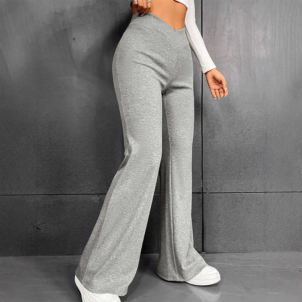 Grey Solid Flared Sweatpants - Image 2