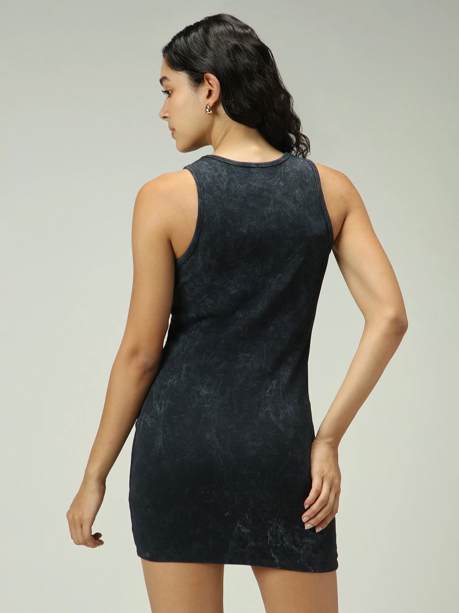 Grey Solid Washed Tank Dress - Image 2