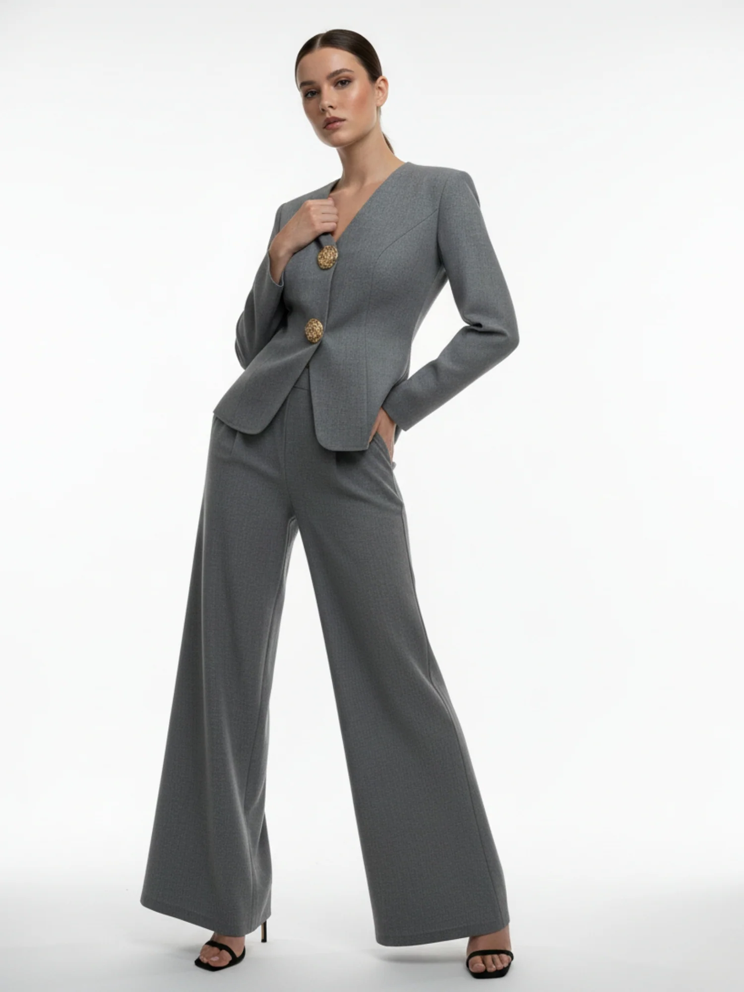 Grey Suit And Pant Co-Ord Set - Image 3