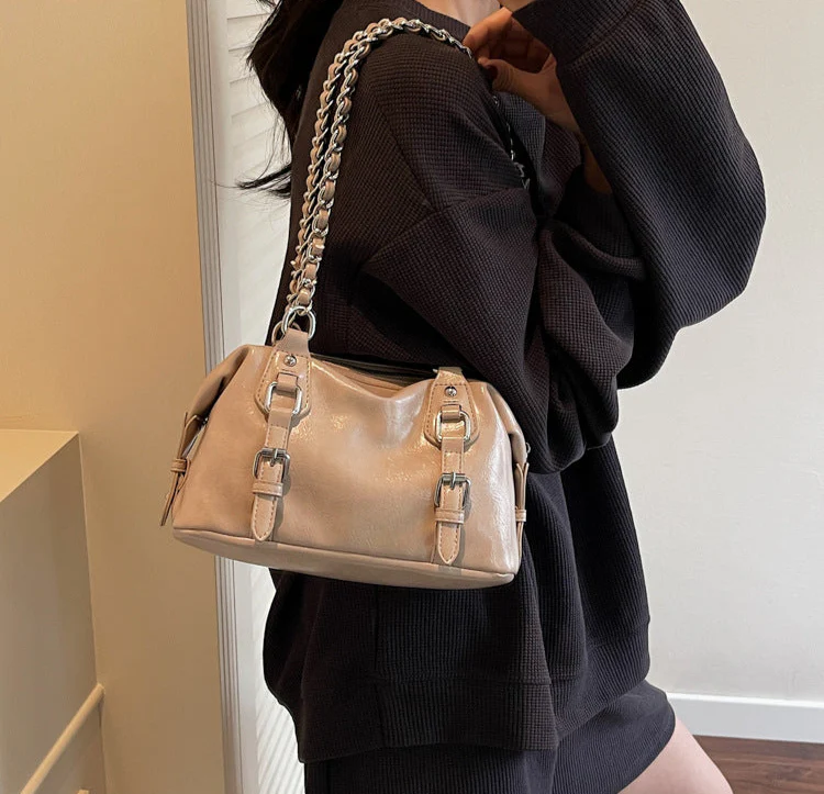 Khaki Buckle Charm Shoulder Bag - Image 2