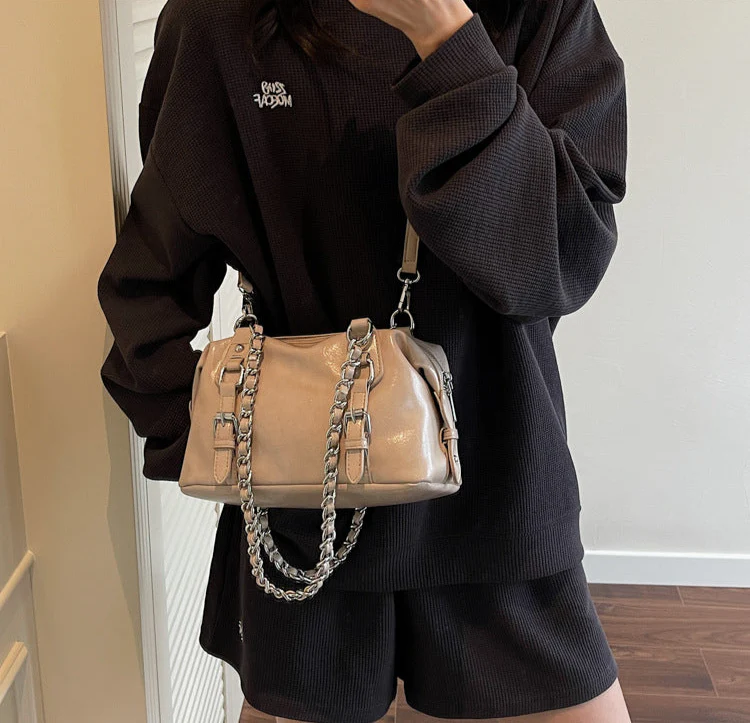 Khaki Buckle Charm Shoulder Bag - Image 4