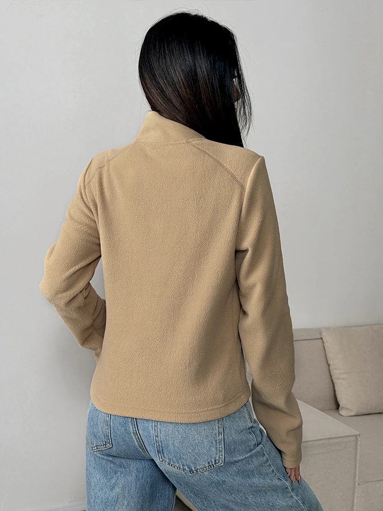 Khaki Full Sleeve Front Zip Collared Jacket - Image 2