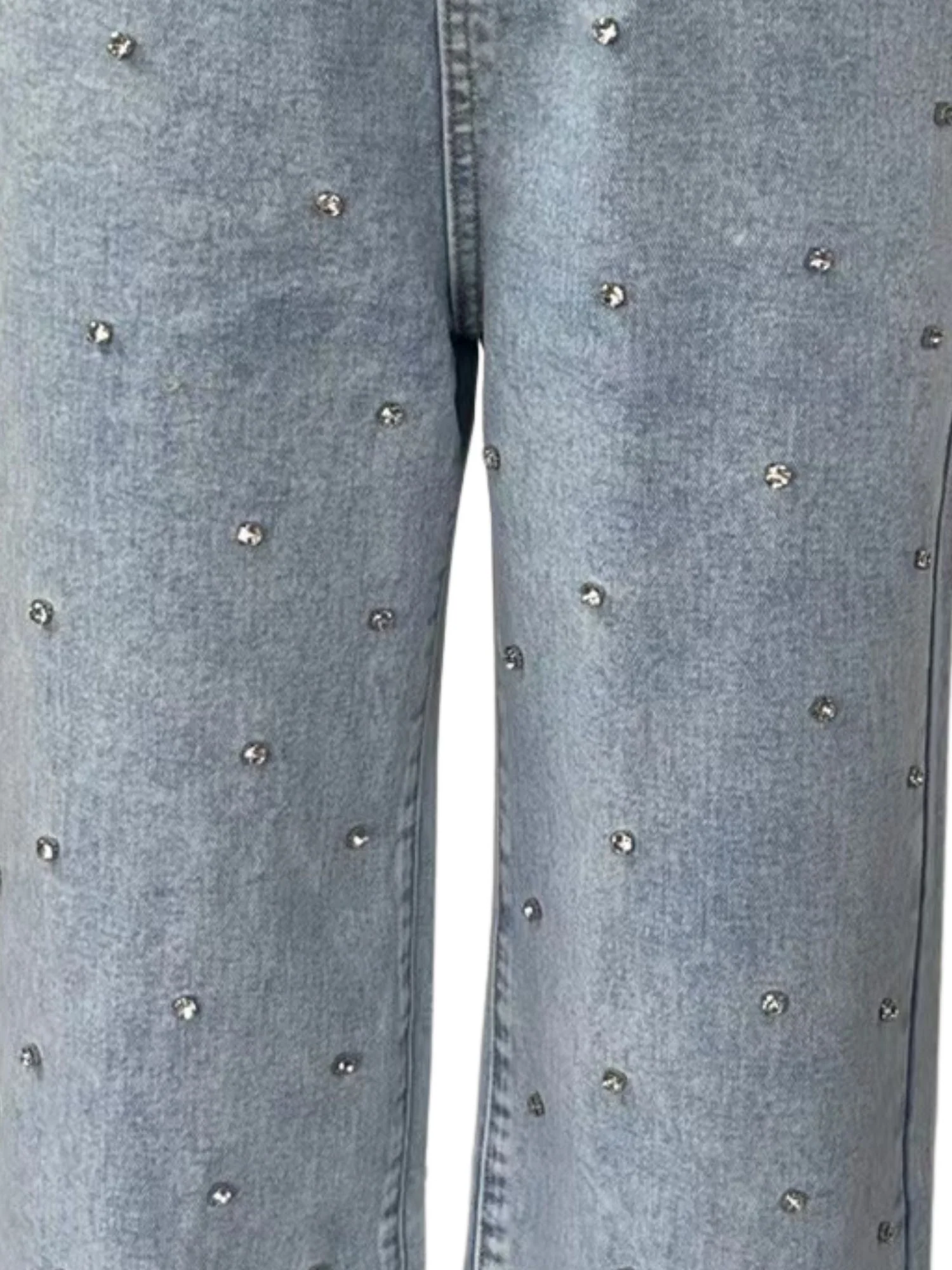 Light Blue All Over Spaced Out Studded Denim - Image 3