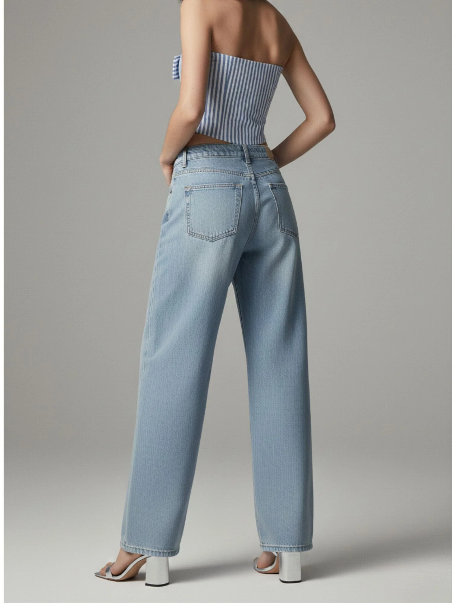 Light Blue All Over Spaced Out Studded Denim - Image 4
