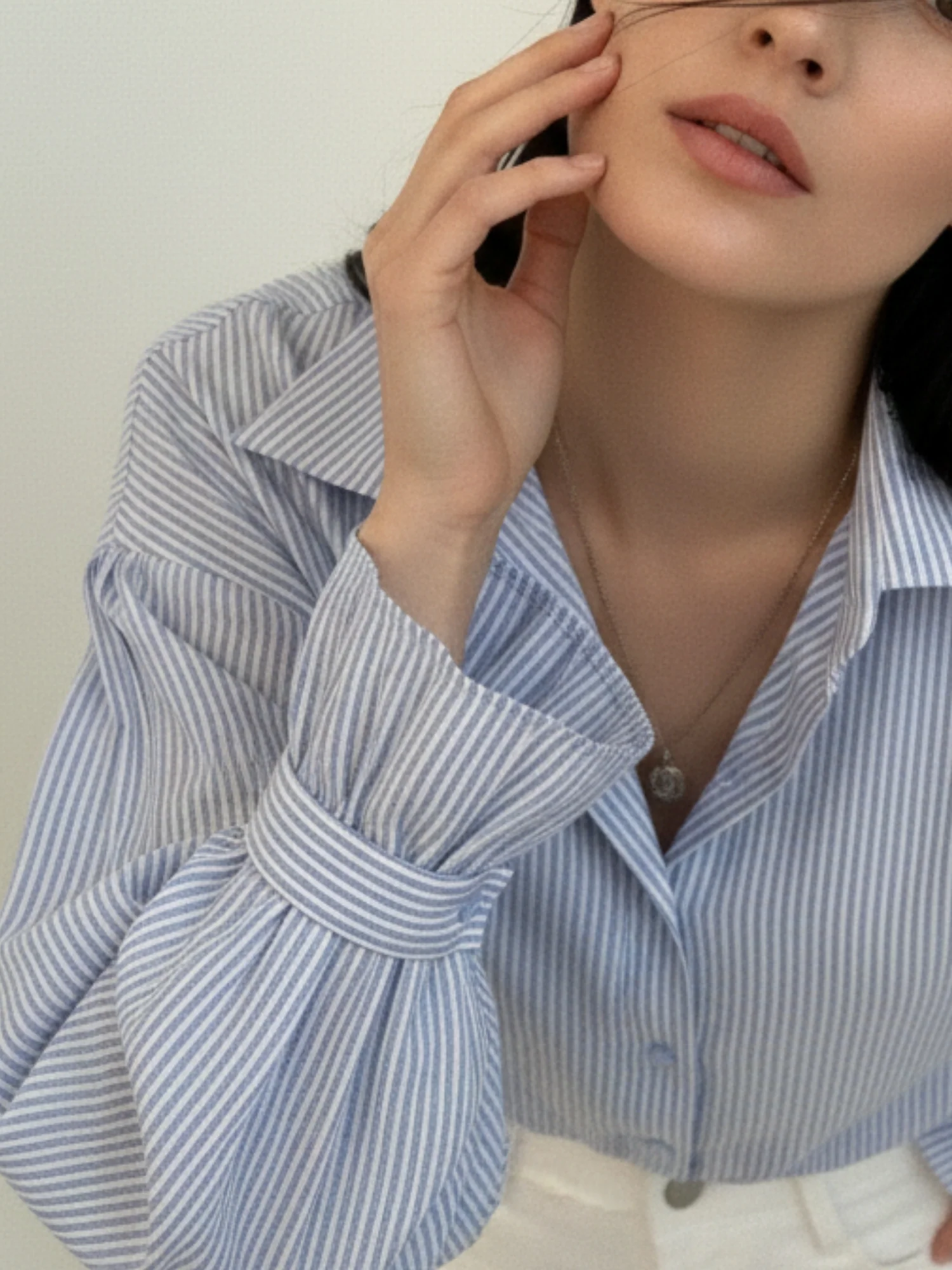 Light Blue Bishop Sleeve Front Buttoned Shirt - Image 2