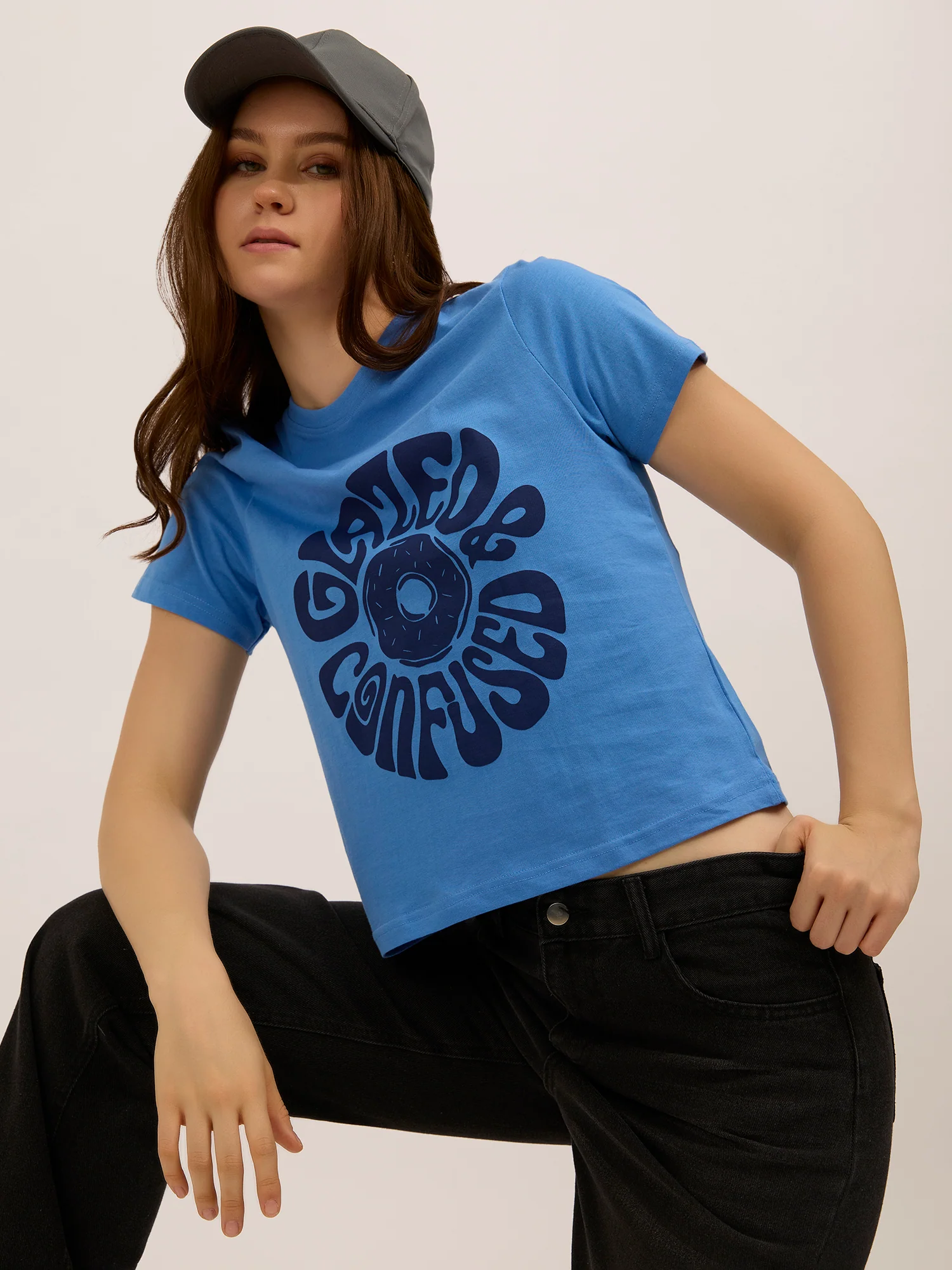 Light Blue Graphic Regular T-Shirt - Image 4