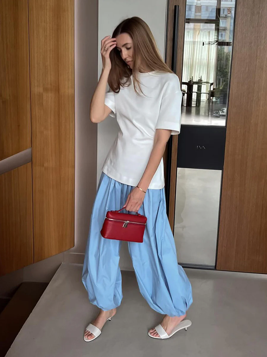 Light Blue Tie Up Balloon Trousers - Image 3