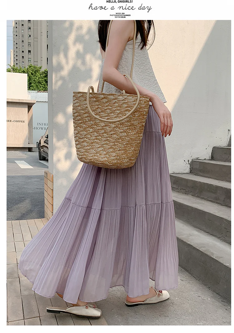 Lilac Flowy Tiered Solid Skirt - Image 4